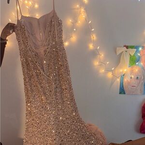 Elegant Gold Sequin Prom Dress😍✨🪩